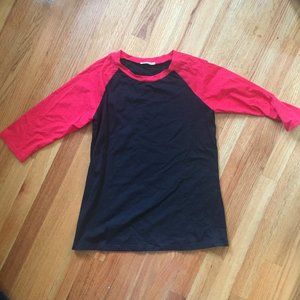 Women's Small, Red and Black 3/4 Raglan Tee